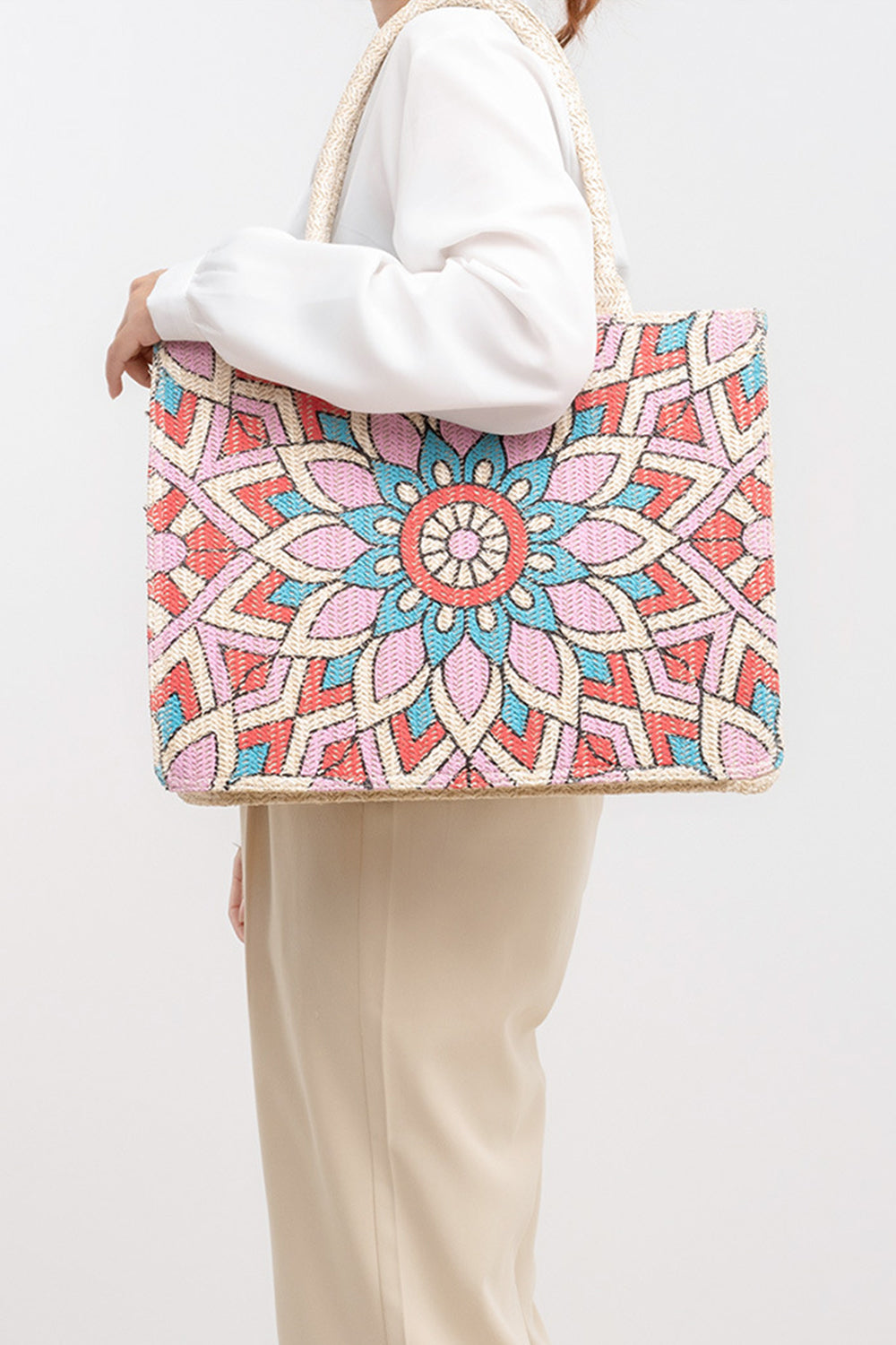 Explore More Collection - Flower Straw Weave Tote Bag