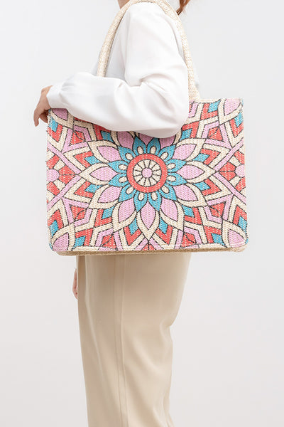 Explore More Collection - Flower Straw Weave Tote Bag