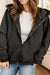 Explore More Collection - Drawstring Zip Up Long Sleeve Hooded Jacket