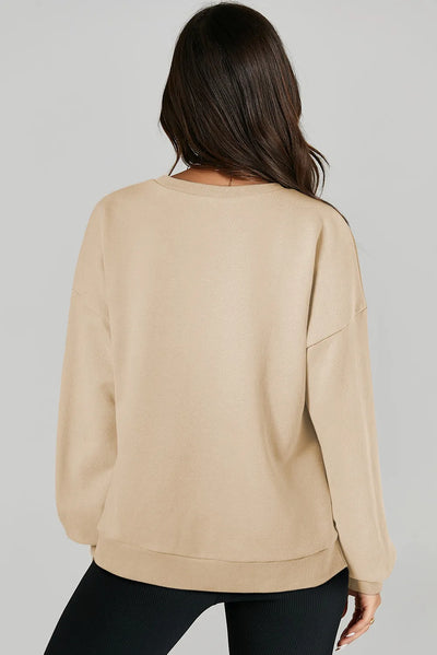 Explore More Collection - High-Low Round Neck Long Sleeve Sweatshirt