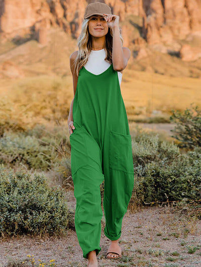 Explore More Collection - Double Take Full Size Sleeveless V-Neck Pocketed Jumpsuit