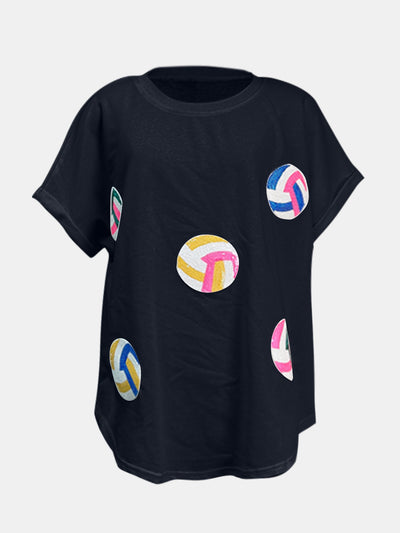 Explore More Collection - Sequin Round Neck Short Sleeve T-Shirt