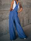 Explore More Collection - Distressed Wide Leg Denim Overalls