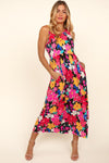 Explore More Collection - Haptics Pocketed Floral Round Neck Sleeveless Midi Dress