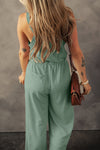 Explore More Collection - Drawstring Wide Strap Wide Leg Overalls