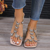 Explore More Collection - Rhinestone Butterfly Flat Sandals