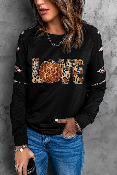 Explore More Collection - Sequin Leopard Long Sleeve Sweatshirt