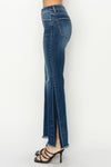 Explore More Collection - RISEN Full Size High Rise Side Shadow Seam Detail Slit Flare Jeans