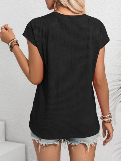 Explore More Collection - Round Neck Cap Sleeve Blouse