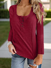 Explore More Collection - Full Size Scoop Neck Long Sleeve T-Shirt