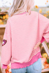 Explore More Collection - Valentine’s Day Sequin Heart Striped Round Neck Long Sleeve Sweatshirt