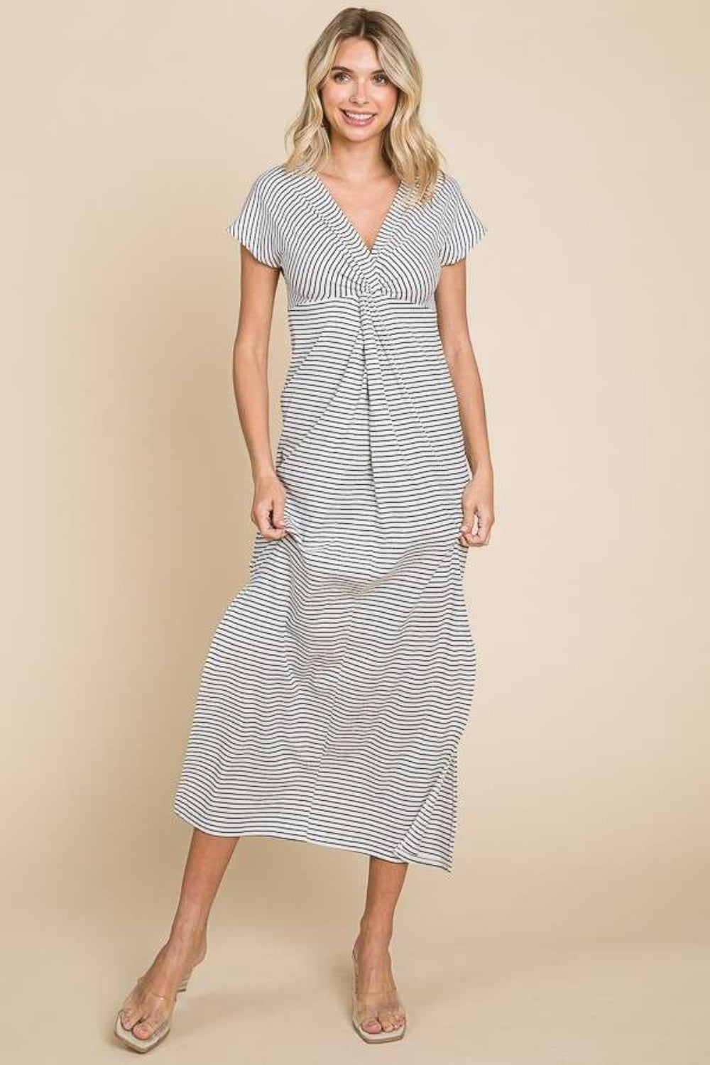 Explore More Collection - Culture Code Full Size Striped Twisted Detail Dress