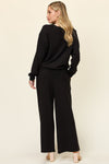 Explore More Collection - Double Take Full Size Texture Long Sleeve Top and Pants Set