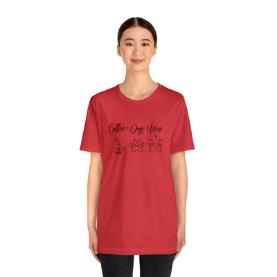 Explore More Collection - Coffee Dogs Wine Unisex Jersey Short Sleeve Tee