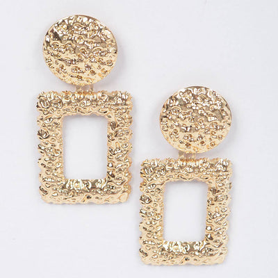 Hammered Multi Metal Earring: Gold