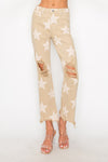 Explore More Collection - RISEN Full Size High Rise Star Printed Frayed Hem Jeans