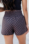 Explore More Collection - Checkered Elastic Waist Shorts