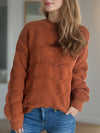 Explore More Collection - Openwork Round Neck Dropped Shoulder Sweater