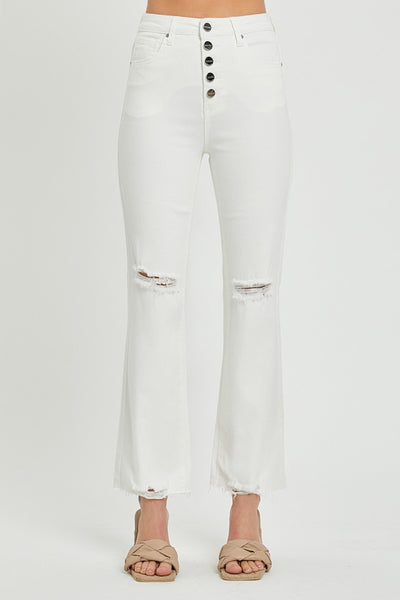 Explore More Collection - RISEN  Full Size High Rise Button Fly Straight Ankle Jeans