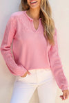 Explore More Collection - Notched Long Sleeve Sweater