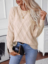 Explore More Collection - Geometric Round Neck Long Sleeve Sweater