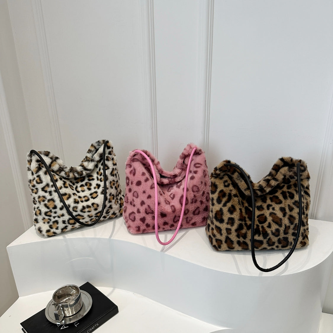 Explore More Collection - Leopard Furry Shoulder Bag