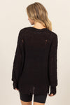 Explore More Collection - Distressed Long Sleeve Knit Top