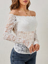 Explore More Collection - Off-Shoulder Long Sleeve Lace Top