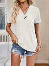 Explore More Collection - Eyelet V-Neck Short Sleeve Top