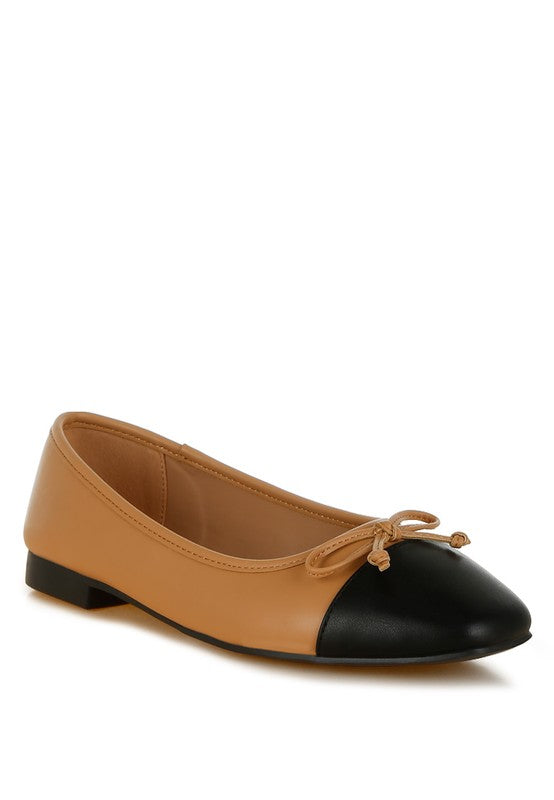 Explore More Collection - Acino Faux Leather Bow Detail Ballerinas