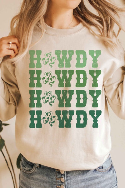 Explore More Collection - Lucky Clover Howdy Graphic Sweatshirt