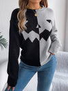 Explore More Collection - Contrast Round Neck Long Sleeve Sweater