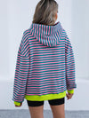 Explore More Collection - Drawstring Striped Long Sleeve Hoodie