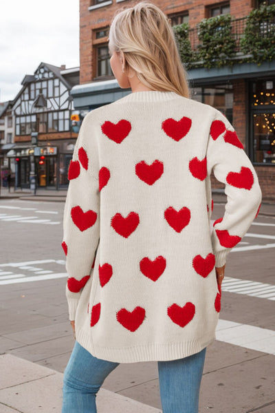 Explore More Collection - Heart Button Down Long Sleeve Cardigan