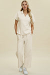 Explore More Collection - Double Take Full Size Collared Neck Short Sleeve Top and Pants Set