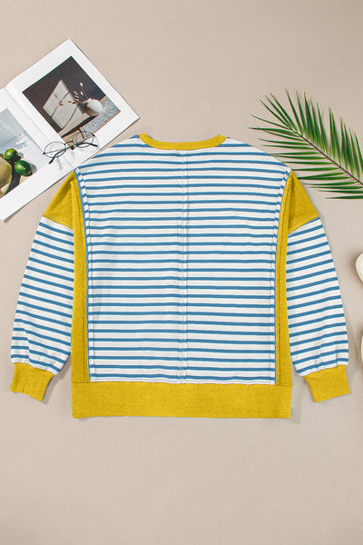 Explore More Collection - Striped Round Neck Long Sleeve Sweatshirt