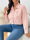 Explore More Collection - Heart Collared Neck Long Sleeve Shirt