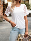 Explore More Collection - Lace Detail Round Neck Short Sleeve T-Shirt