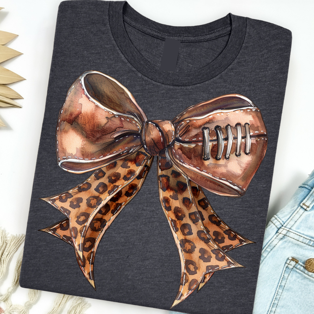 Explore More Collection - Leopard Football Bow Graphic Tee