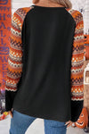 Explore More Collection - Printed Round Neck Long Sleeve Top