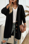 Explore More Collection - Button Up Long Sleeve Hooded Cardigan