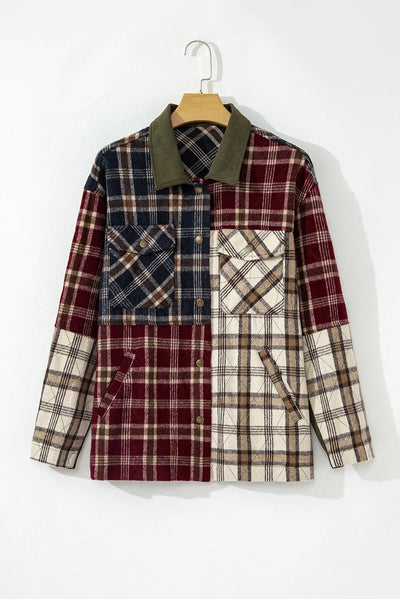 Explore More Collection - Plaid Button Up Long Sleeve Jacket