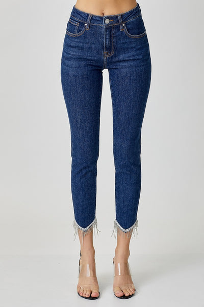 Explore More Collection - RISEN Full Size Embellished Mid Rise Crop Skinny Jeans