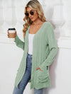 Explore More Collection - Pocketed Open Front Long Sleeve Cardigan