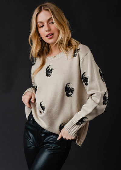 Tan Skull Sweater