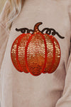 Explore More Collection - Sequin Pumpkin Round Neck Long Sleeve Sweatshirt