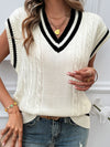 Explore More Collection - Cable-Knit V-Neck Sweater Vest