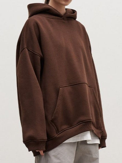 Explore More Collection - Pocketed Dropped Shoulder Long Sleeve Hoodie