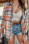 Explore More Collection - Plaid Collared Neck Long Sleeve Shirt