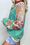 Explore More Collection - Plus Size Printed Raglan Sleeve Sweatshirt